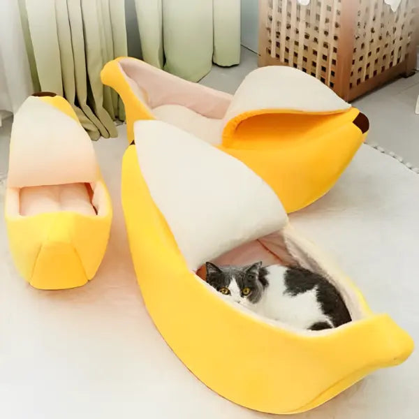 BananaPet™ Aconchegante para Gatos: Refúgio Luxuoso em Forma de Banana