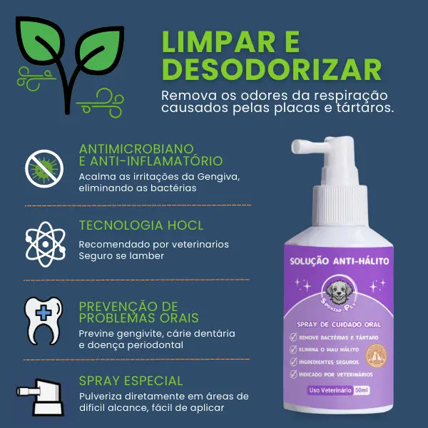 SorrisoPet™ - Spray Elimina Tártaro e Mau Hálito + Manual de Uso