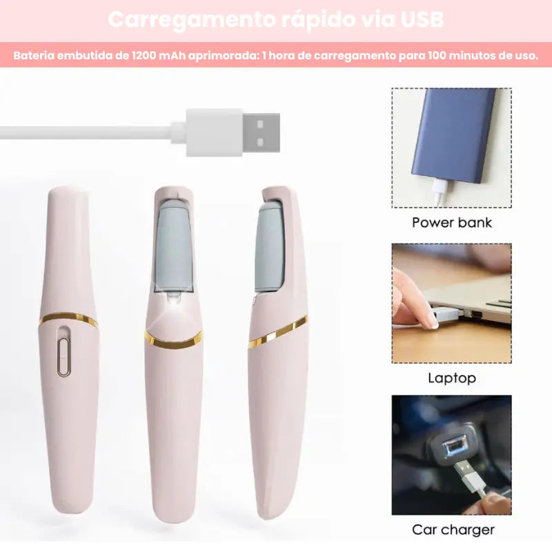 Lixador de Pé Elétrico Portátil USB/Pilhas – Elimina Calos e Esfolia Pés com Praticidade