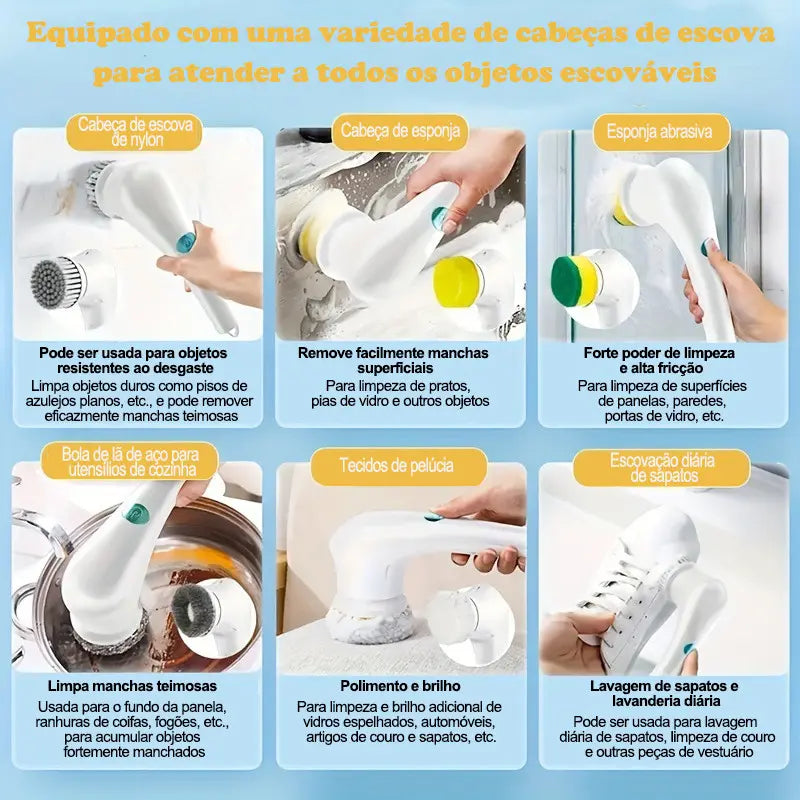 Esfregão Elétrico PowerClean – Limpador Multifuncional para Cozinha e Banheiro