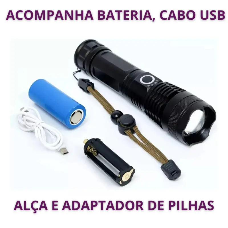 Lanterna Tática Super Potente T9 P50 – Iluminação Imbatível para Sítio, Fazenda, Acampamento e Segurança