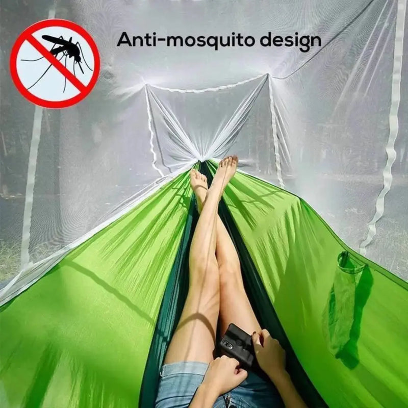 Rede de Descanso com Tela Mosquiteiro para Camping e Lazer – Suporte de 227 kg, Portátil e Durável