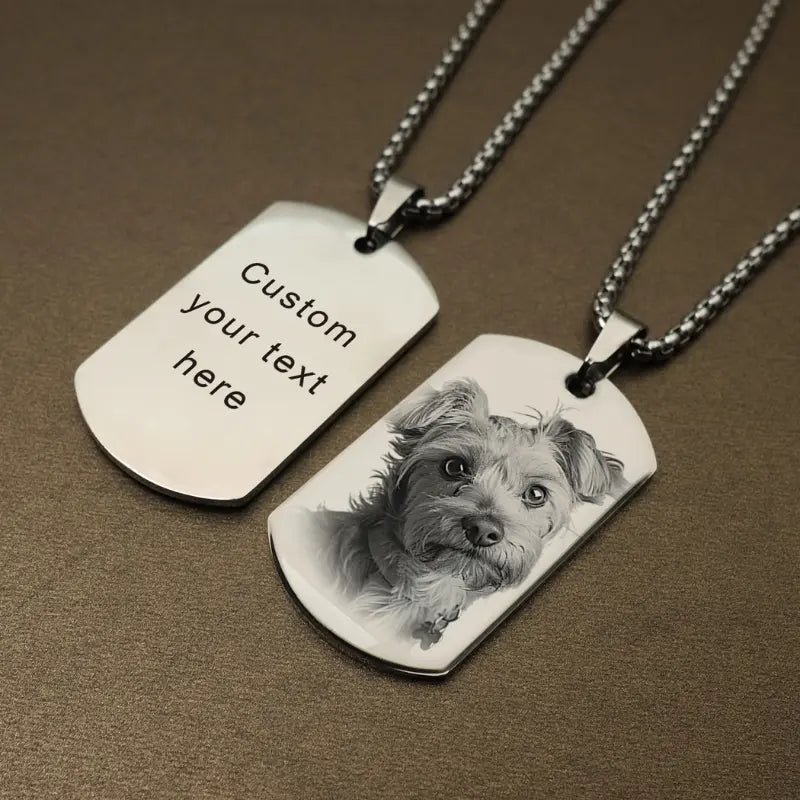 Colar Personalizado com Foto e Mensagem em Aço Inoxidável - Presente Único para Amados e Pets