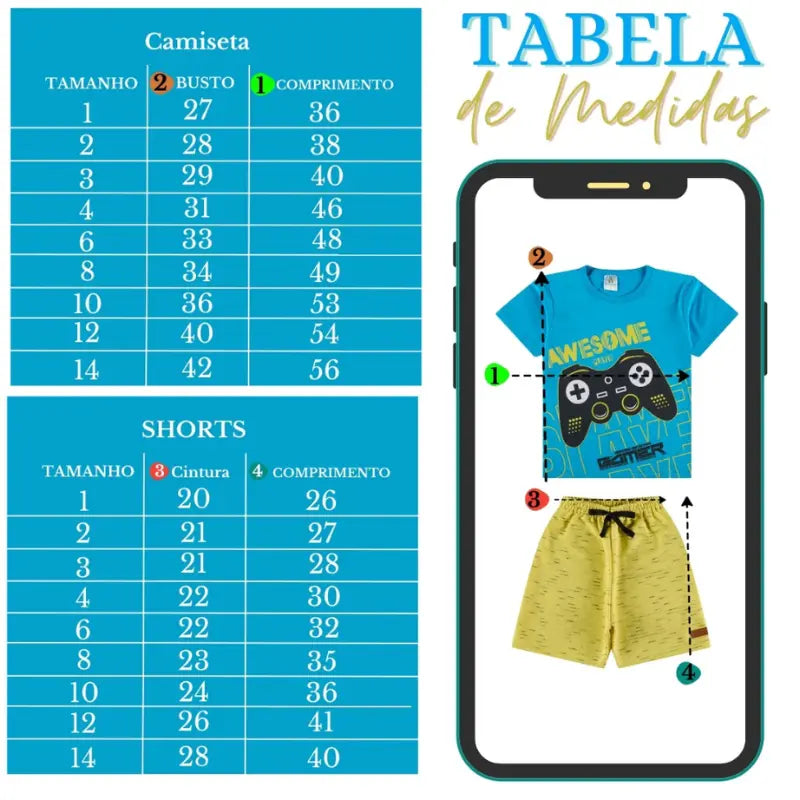 Kit Sortido de 5 Conjuntos de Roupa Infantil Menino Verão - Camisetas e Bermudas 100% Algodão