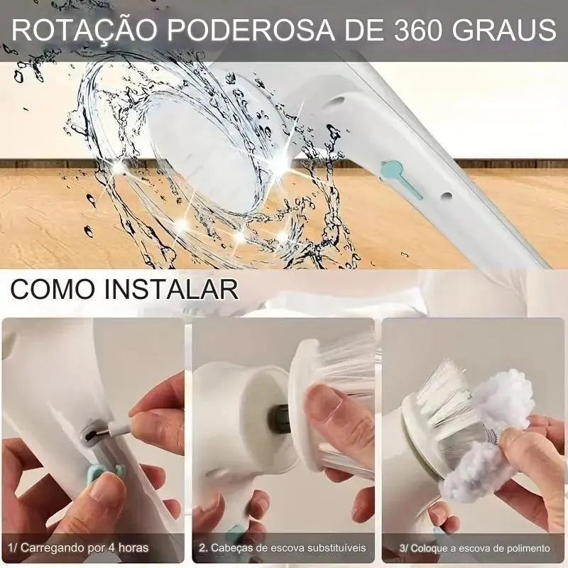 Esfregão Elétrico PowerClean – Limpador Multifuncional para Cozinha e Banheiro