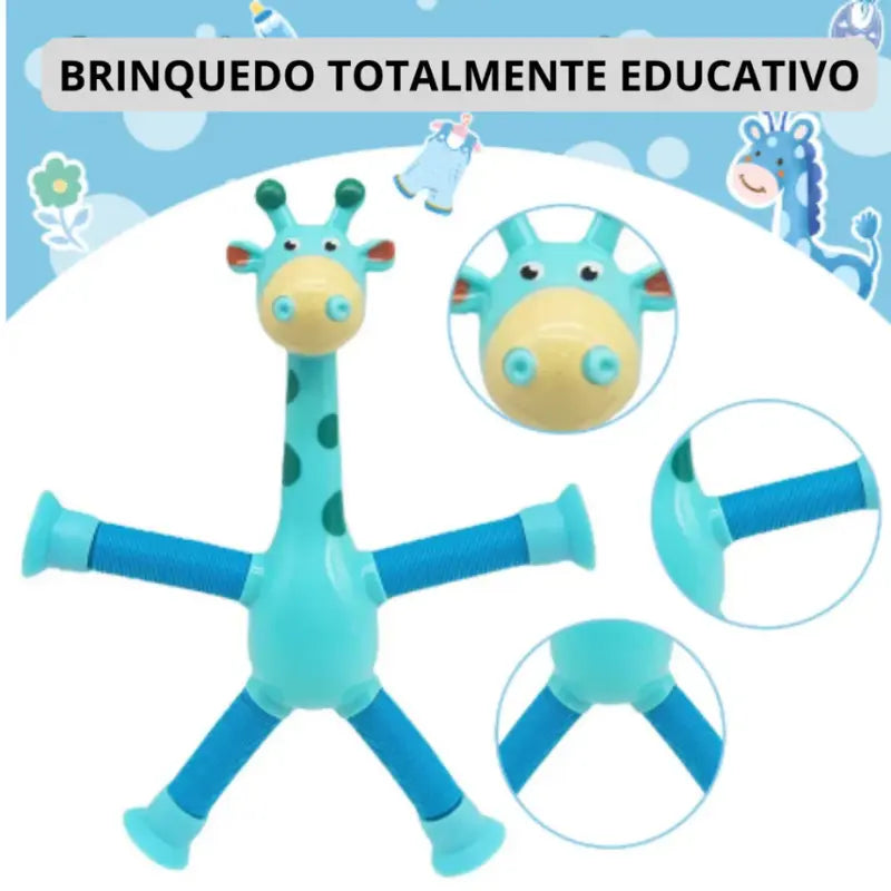 Kit 4 Girafas Pop Tube LED - Brinquedo Sensorial Infantil Estica e Brilha, Envio Imediato