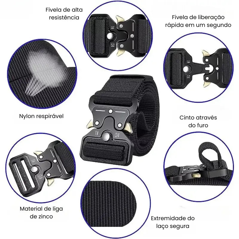 TacBelt Pro™ - Cinto Tático Militar Masculino e Feminino com Fivela de Liberação Rápida - Ultra Resistente e Ajustável, Perfeito para Uso Intenso