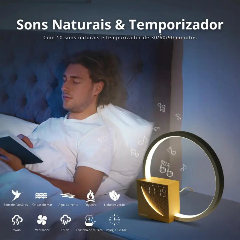 Despertador Luminix™ com Luz de Despertar e Sons Relaxantes - Ideal para Adultos com Sono Pesado - Função Nascer do Sol, Modo Duplo e Temporizador