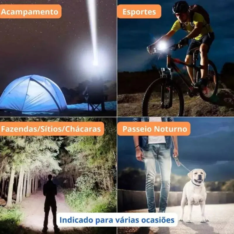 Lanterna Tática Super Potente T9 P50 – Iluminação Imbatível para Sítio, Fazenda, Acampamento e Segurança