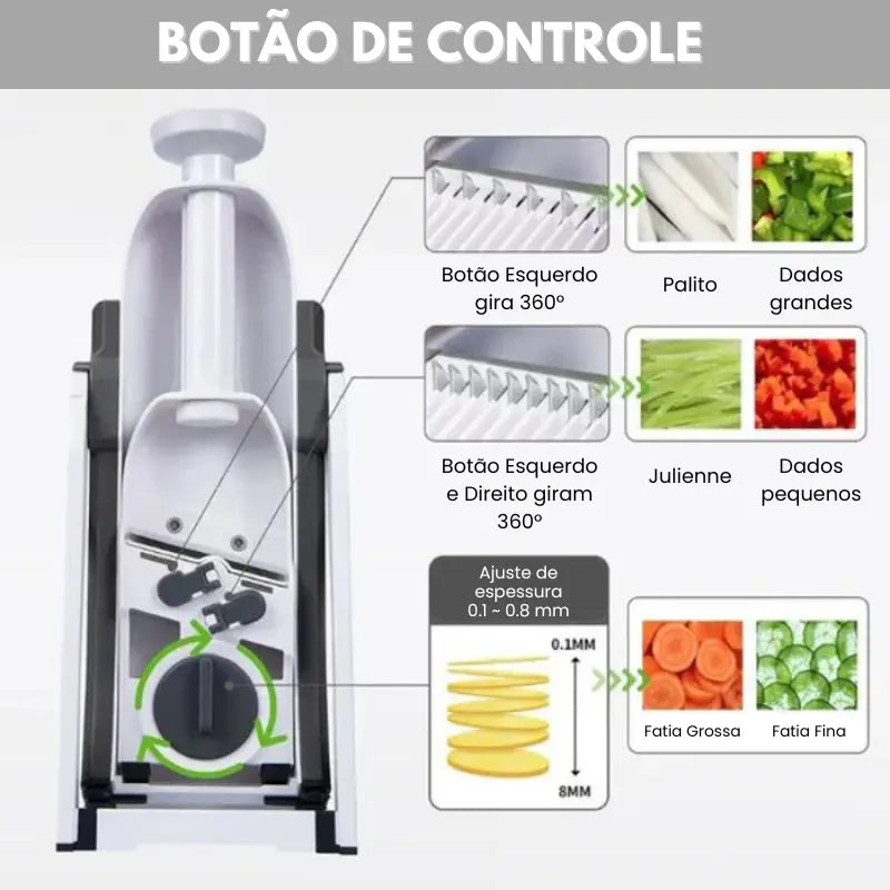 Legumix Pro™ - Cortador e Fatiador de Legumes Multifuncional com Lâminas de Aço Inoxidável - Praticidade e Precisão na Cozinha