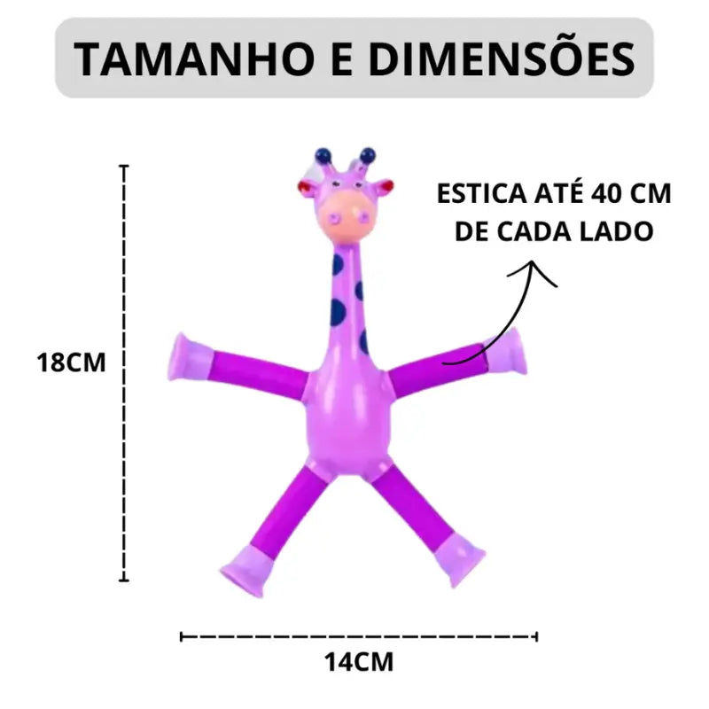 Kit 4 Girafas Pop Tube LED - Brinquedo Sensorial Infantil Estica e Brilha, Envio Imediato