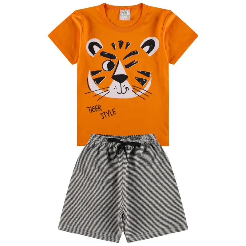 Kit Sortido de 5 Conjuntos de Roupa Infantil Menino Verão - Camisetas e Bermudas 100% Algodão